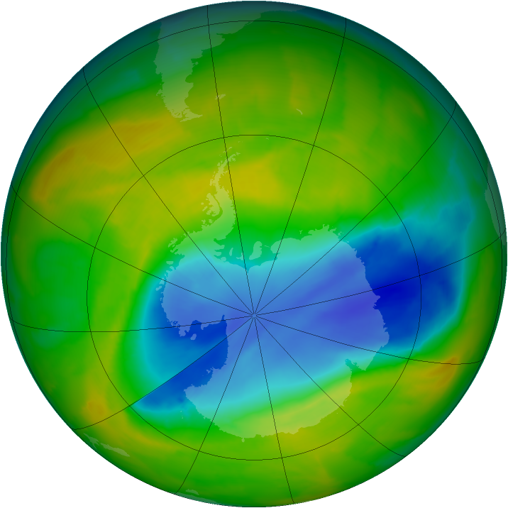 Antarctic ozone map for 04 November 2012